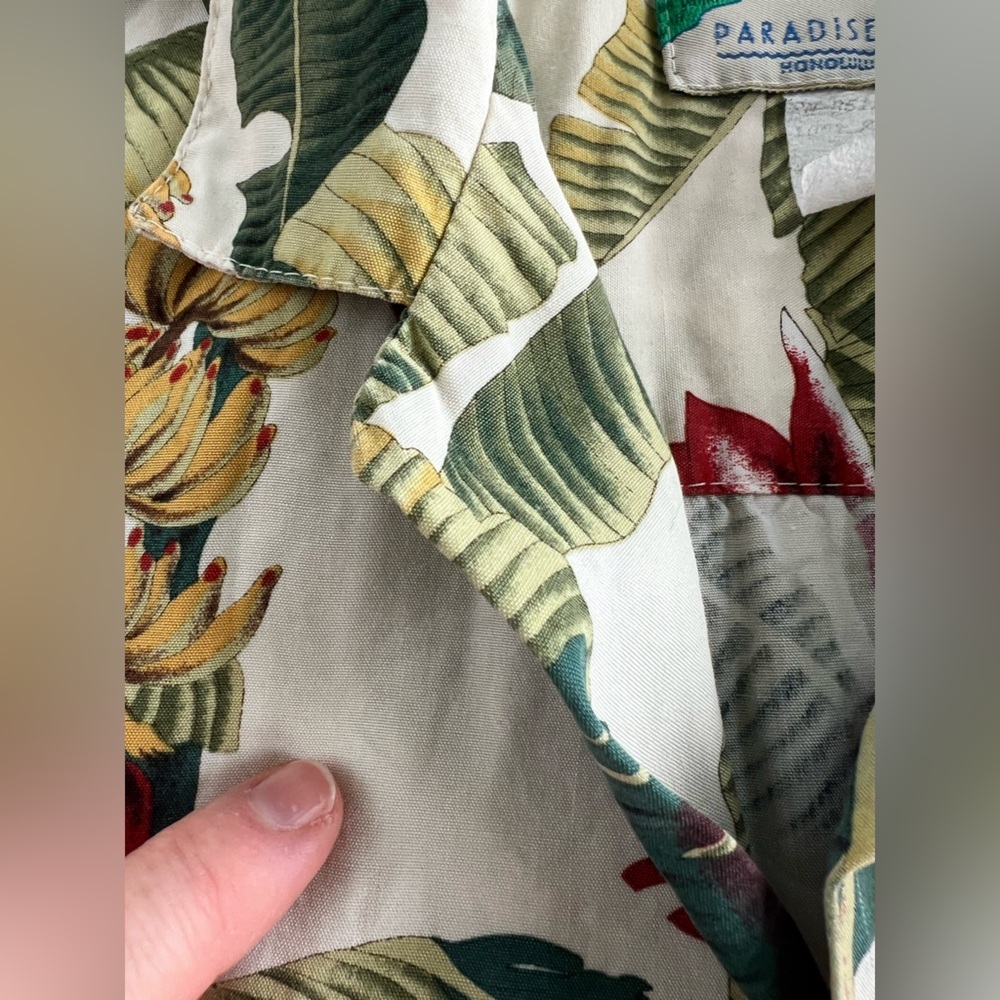 Vintage Paradise Found Men’s Hawaiian Tropical Print Men's Shirt Rayon Sz Large - Picture 7 of 10